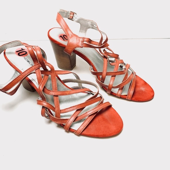 BANDOLINO KITCHIE Stacked Leather Heels Sandals 10 - Picture 1 of 11